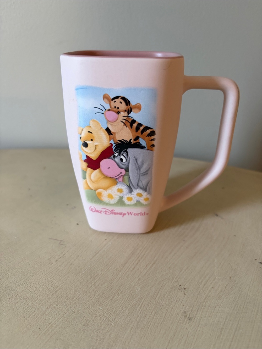 Pink Winnie the Pooh & Friends Ceramic Mug Three Sided & Handle Is Decorated
